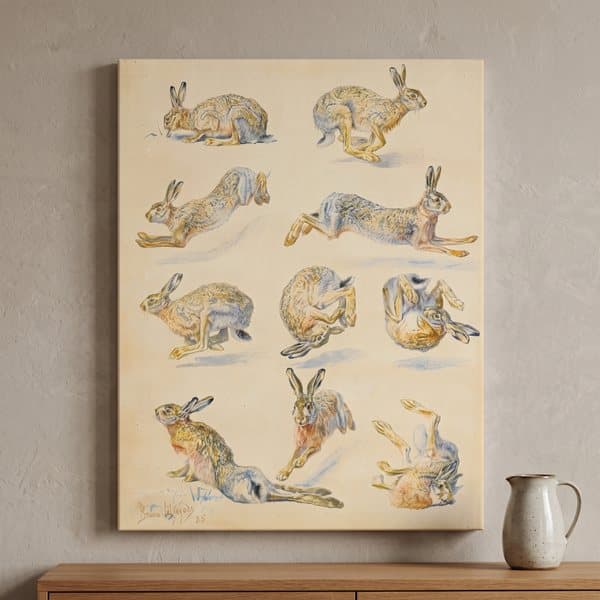 Harstudier av Bruno Liljefors - Canvas Art - 1